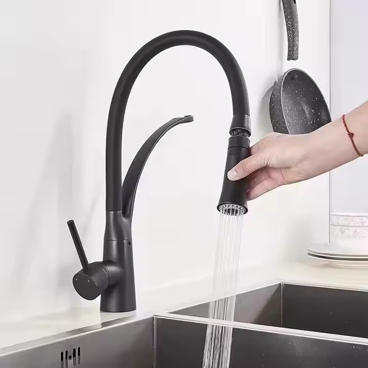 Baterie Lavoar INNOVIX, Dus Extractibil, Gat flexibil, Top Ceramic, Afisaj Digital al Temperaturii, Negru Mat [4]