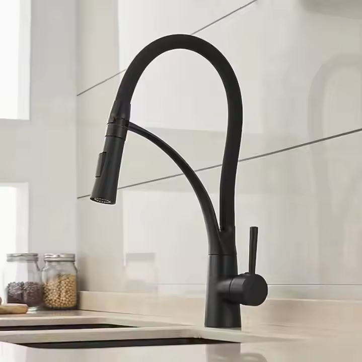 Baterie Lavoar INNOVIX, Dus Extractibil, Gat flexibil, Top Ceramic, Afisaj Digital al Temperaturii, Negru Mat [3]