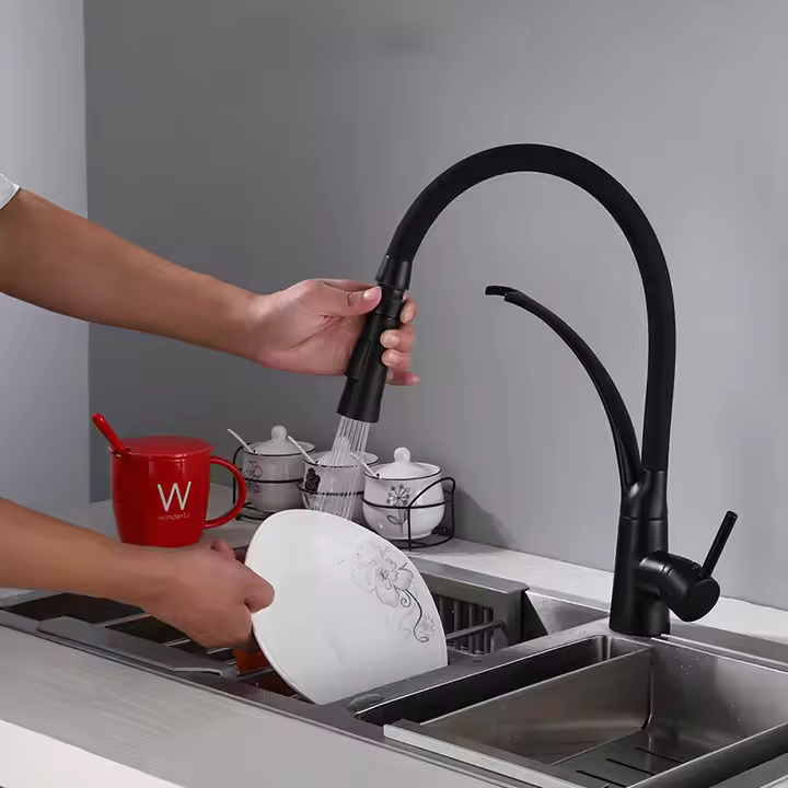 Baterie Lavoar INNOVIX, Dus Extractibil, Gat flexibil, Top Ceramic, Afisaj Digital al Temperaturii, Negru Mat [5]