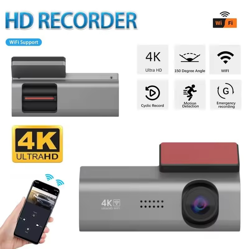 Camera Auto DVR 4K UHD Premium, INNOVIX, Unghi Larg de 170°, Conectivitate Wi-Fi, G-Sensor, WDR, Viziune Nocturna si Monitorizare Parcare, Design Compact, Argintiu [4]