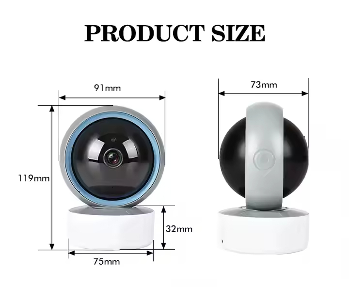 Camera video INNOVIX, de supraveghere bebelusi/copii WiFi, HD, night vision, unghi 355°, senzor de miscare, Gri cu alb [8]