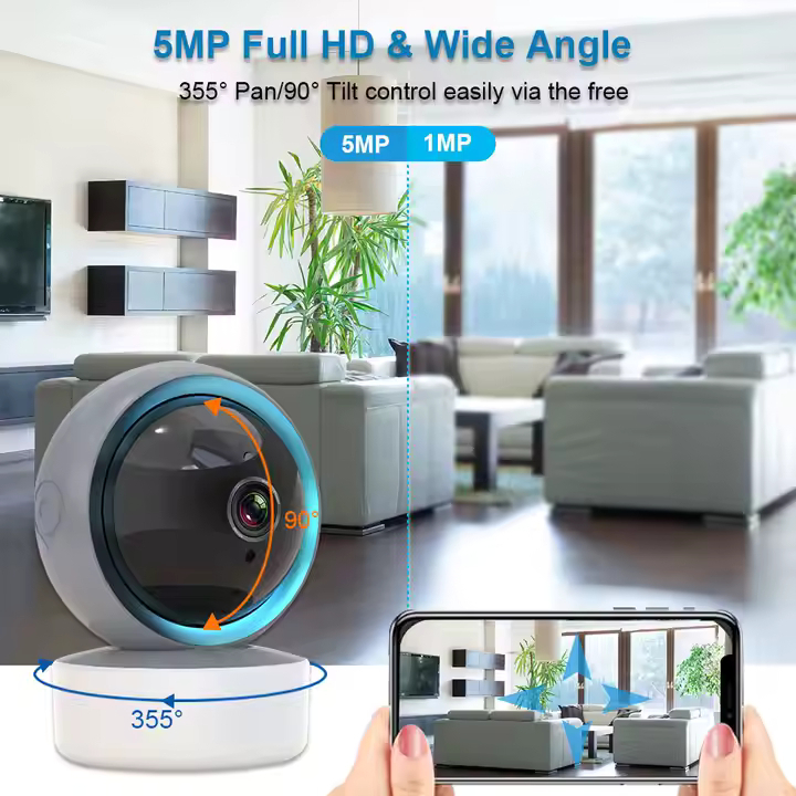 Camera video INNOVIX, de supraveghere bebelusi/copii WiFi, HD, night vision, unghi 355°, senzor de miscare, Gri cu alb [3]