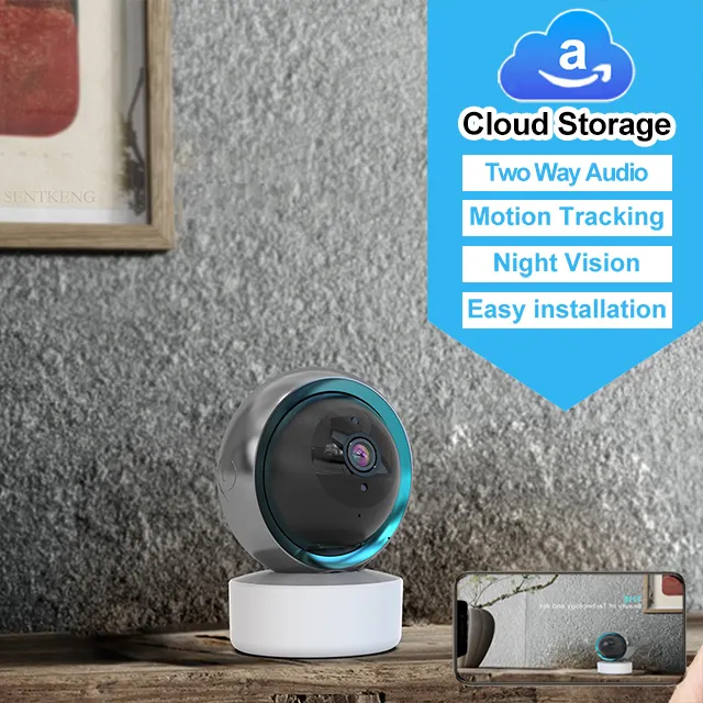 Camera video INNOVIX, de supraveghere bebelusi/copii WiFi, HD, night vision, unghi 355°, senzor de miscare, Gri cu alb [5]
