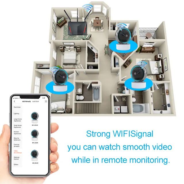 Camera video INNOVIX, de supraveghere bebelusi/copii WiFi, HD, night vision, unghi 355°, senzor de miscare, Gri cu alb [9]