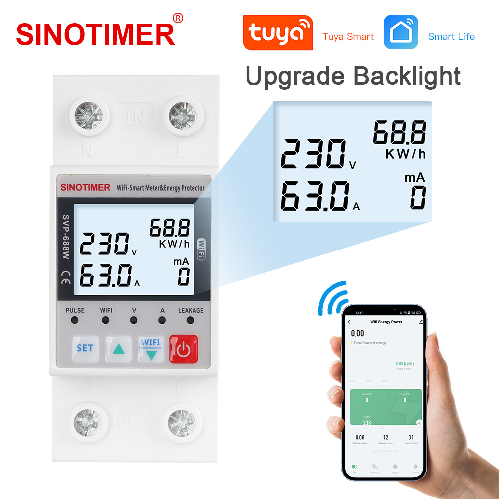 Contor Monofazat WiFi INNOVIX, SVP-688W, Protectie Completa cu Controlul Supra - Subtensiunii, Reglabil intre 1 – 63A, Limitarea Curentului, Reconectare Automata, Alb [5]