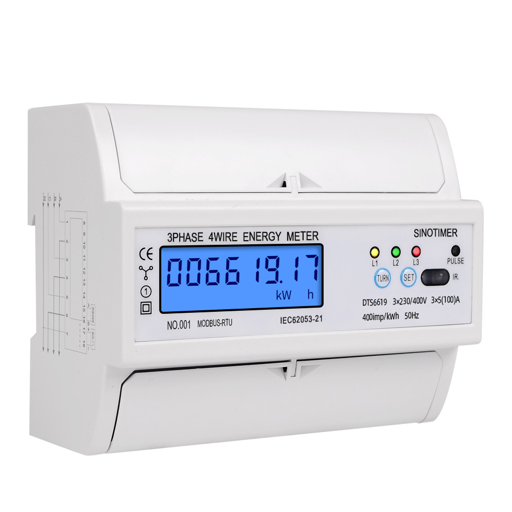 Contor Trifazic cu Montare pe Sina INNOVIX- DTS 6619-017, Monitorizare Factor de Putere si Afisaj Tensiune-Curent, Ecran Digital Led, Masurarea si Analiza Instrumentelor, Alb [3]