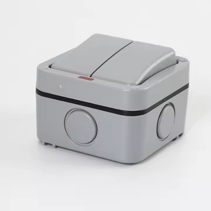 Intrerupator dublu exterior INNOVIX, Model Standard European, IP65, rezistent la ploaie si praf, gri [4]