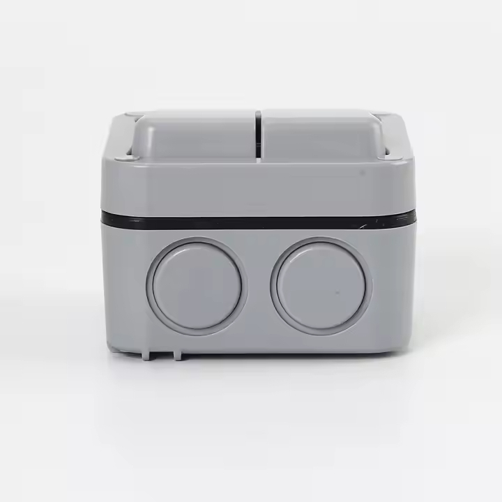 Intrerupator dublu exterior INNOVIX, Model Standard European, IP65, rezistent la ploaie si praf, gri [5]