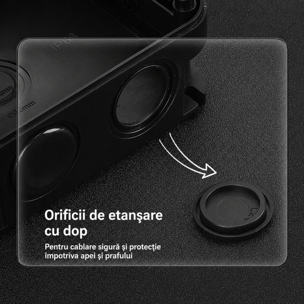 Intrerupator triplu exterior INNOVIX, Model Standard European, IP66, rezistent la apa si praf, negru [4]