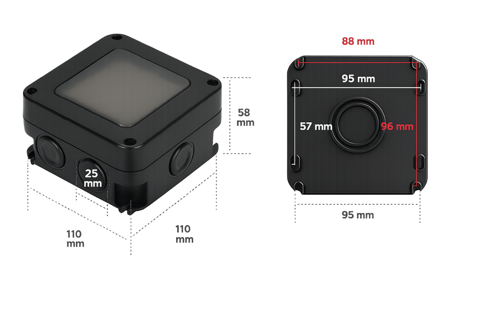 Intrerupator triplu exterior INNOVIX, Model Standard European, IP66, rezistent la apa si praf, negru [3]