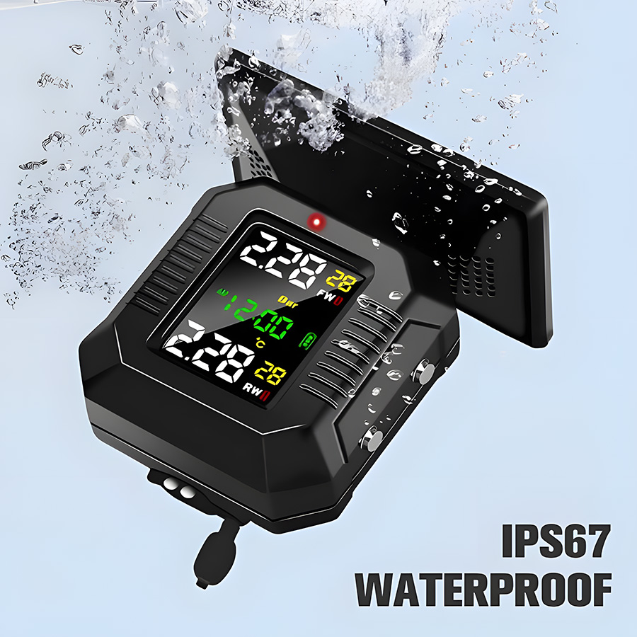 Monitor de Presiune Roti Motocicleta INNOVIX, Model M10, Senzor TPMS, Compatibilitate Universala, Incarcare Solara, Negru [8]