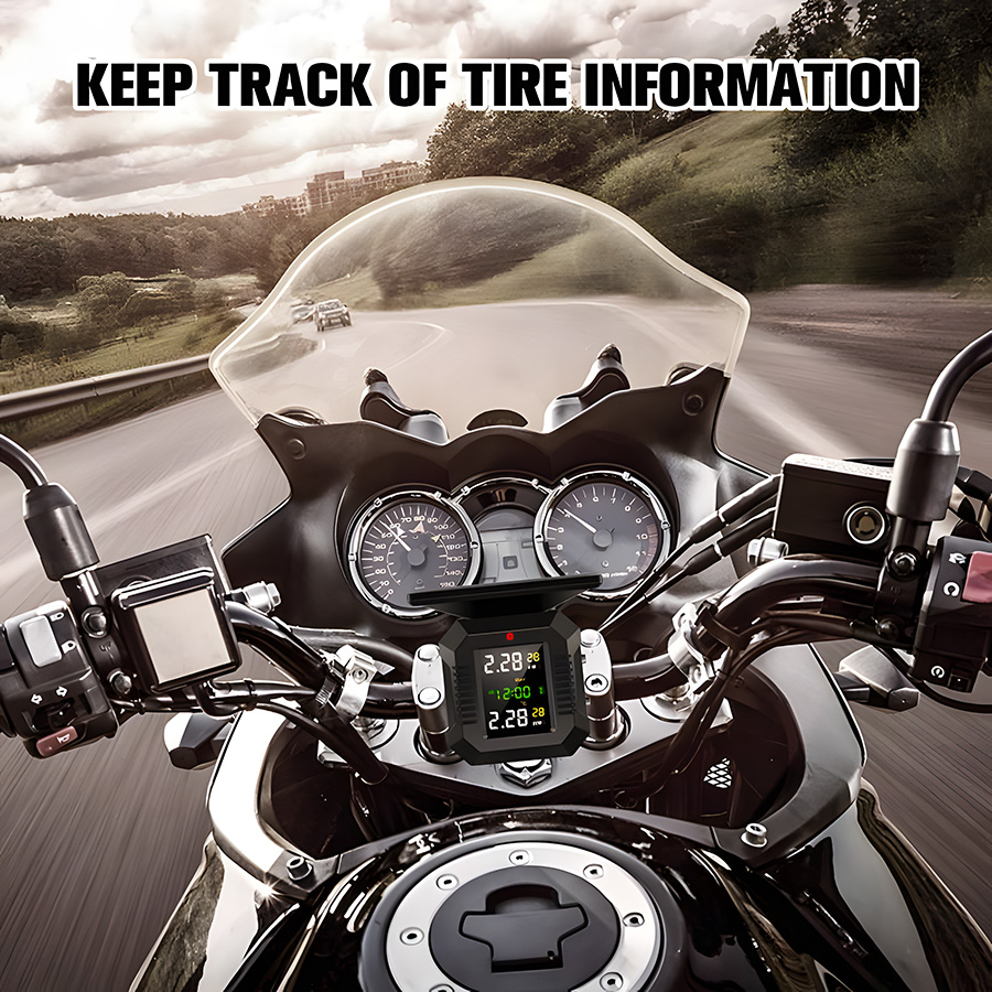 Monitor de Presiune Roti Motocicleta INNOVIX, Model M10, Senzor TPMS, Compatibilitate Universala, Incarcare Solara, Negru [9]