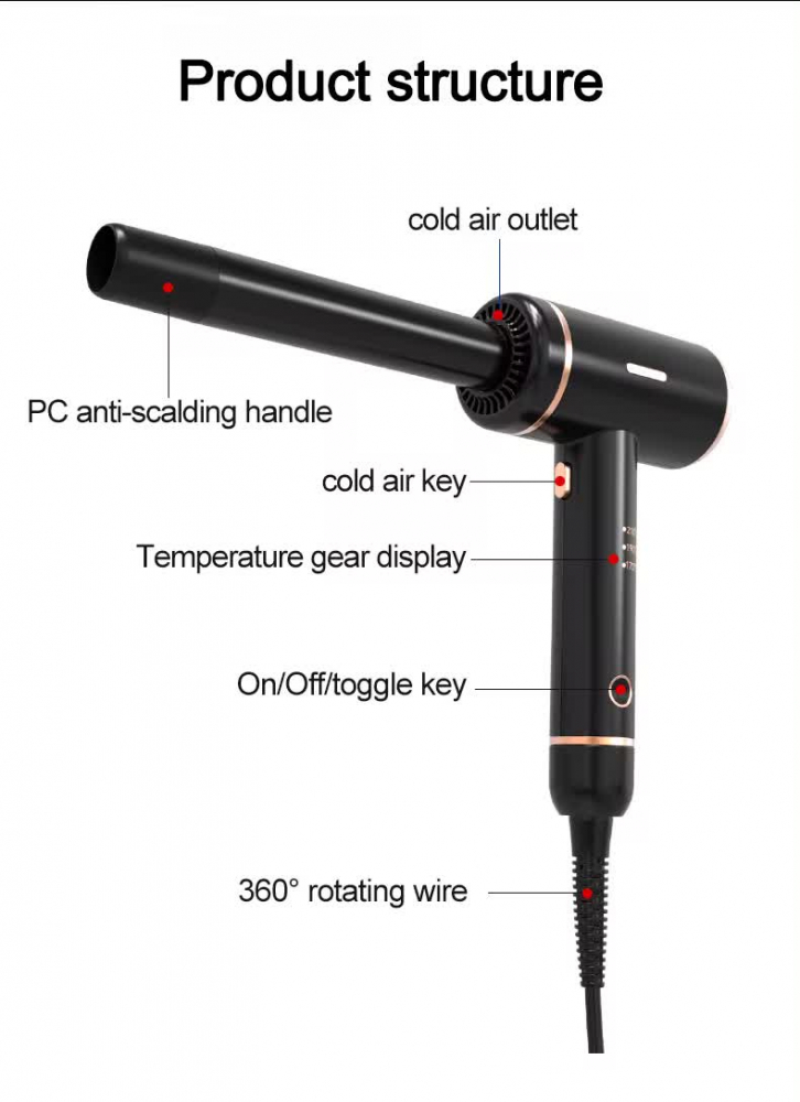 Ondulator de par INNOVIX, Model LS-083, diametru 2.54 cm, negru, cu ioni negativi, control temperatura smart, cablu rotativ 360°, 3 nivele de temperatura [16]