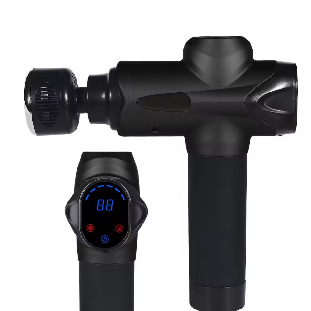 Pistol de Masaj INNOVIX cu 7 Capete, 99 de Viteze, Ecran LCD Touch, Baterie Reincarcabila, autonomie 2-3h, Fara Fir, Silentios, Geanta Transport, Negru [2]