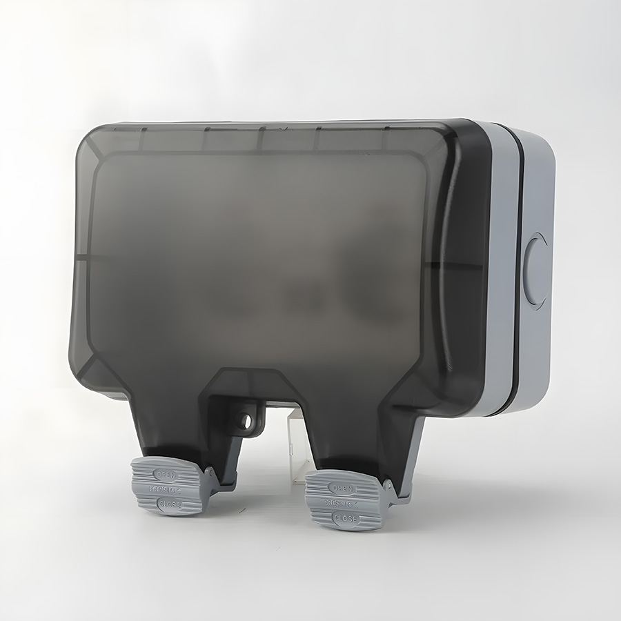 Priza dubla exterior INNOVIX, Model Standard European, 250V/16A, IP66, rezistenta la apa si praf, gri cu intrerupatoare individuale [3]
