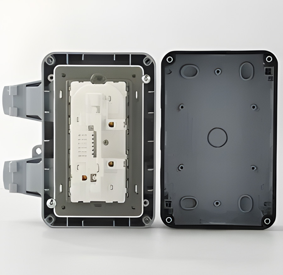 Priza dubla exterior INNOVIX, Model Standard European, 250V/16A, IP66, rezistenta la apa si praf, gri cu intrerupatoare individuale [2]