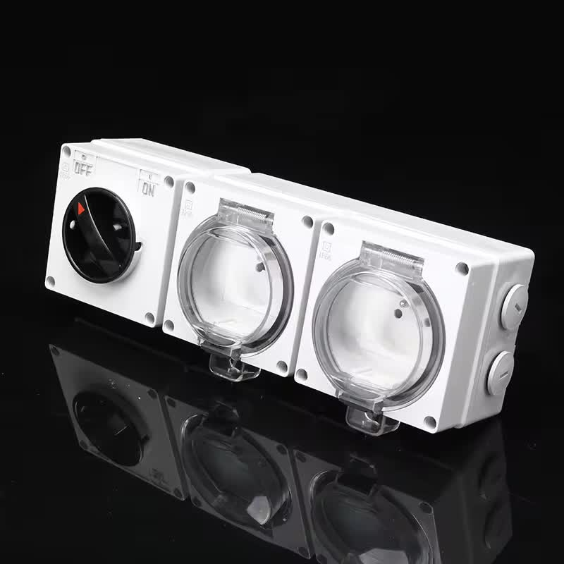 Priza dubla IP66 INNOVIX, cu Intrerupator, Ideala pentru Exterior, Rezistenta la apa si praf, Gri [4]