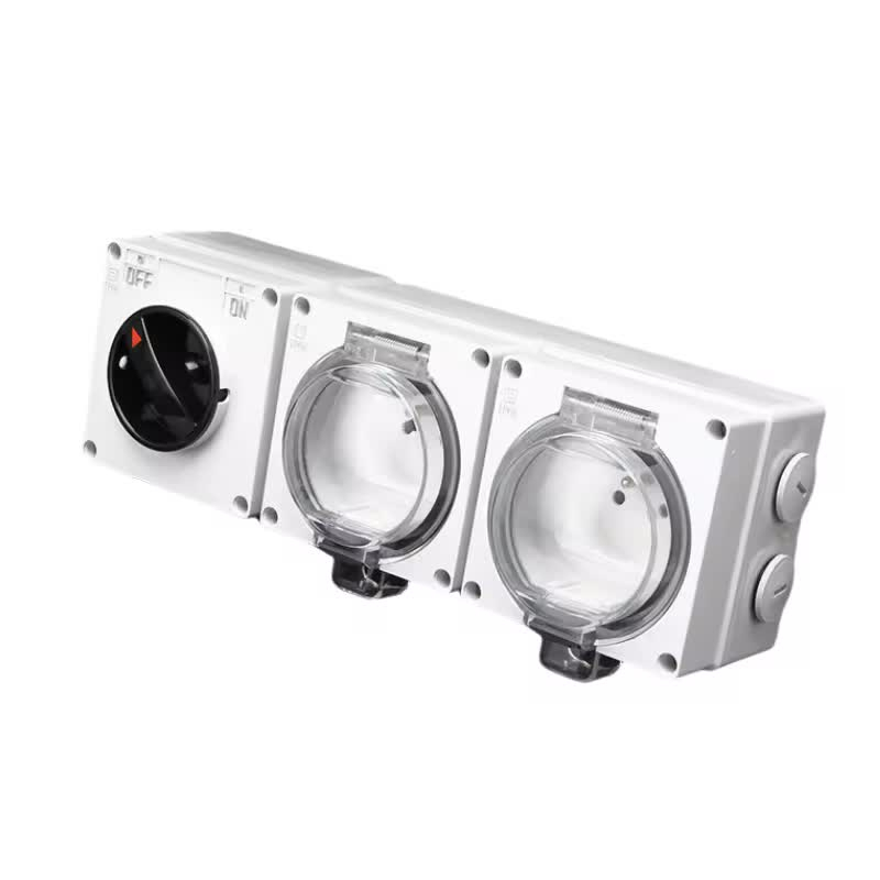 Priza dubla IP66 INNOVIX, cu Intrerupator, Ideala pentru Exterior, Rezistenta la apa si praf, Gri [2]