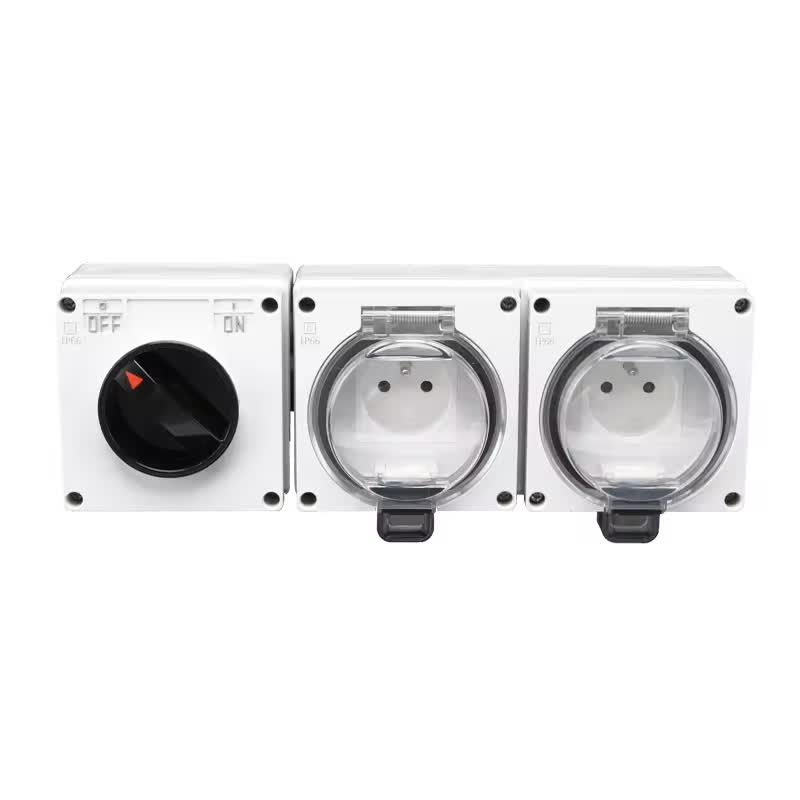 Priza dubla IP66 INNOVIX, cu Intrerupator, Ideala pentru Exterior, Rezistenta la apa si praf, Gri [3]