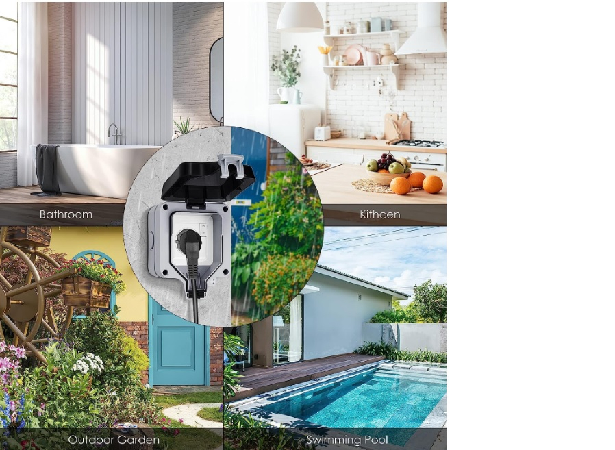 Priza simpla exterior INNOVIX, Model Standard European, 250V/16A, IP66, rezistenta la apa si praf, gri cu intrerupator [3]