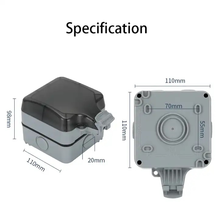 Priza simpla exterior INNOVIX, Model Standard European, 250V/16A, IP66, rezistenta la apa si praf, gri [2]