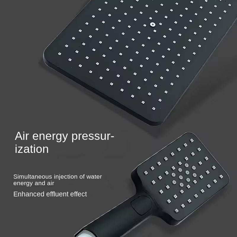 Set de dus INNOVIX, Cap de Dus cu Efect de Ploaie si Dus Manual cu 3 Moduri,  Panou Control Multifunctional, Negru Mat [5]