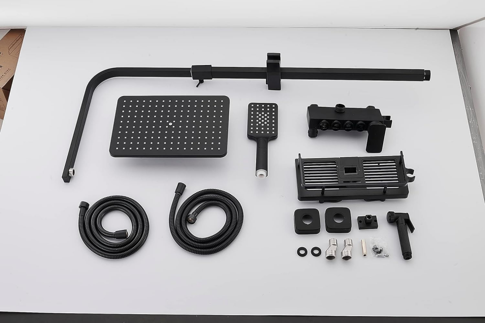 Set de dus INNOVIX, Cap de Dus cu Efect de Ploaie si Dus Manual cu 3 Moduri,  Panou Control Multifunctional, Negru Mat [8]