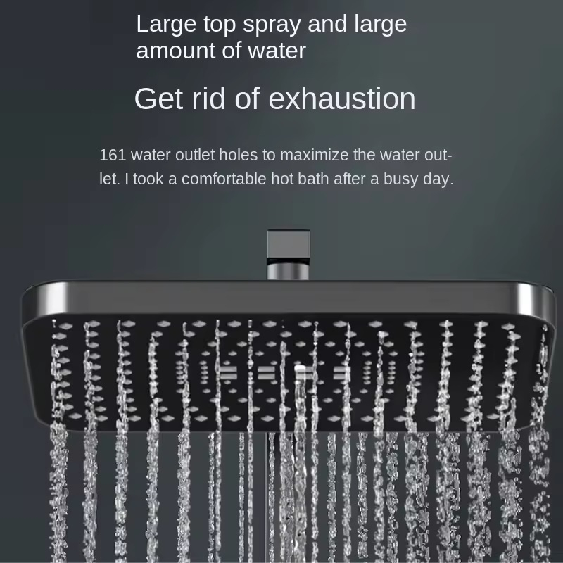 Set de dus INNOVIX, Cap de Dus cu Efect de Ploaie si Dus Manual cu 3 Moduri,  Panou Control Multifunctional, Negru Mat [6]