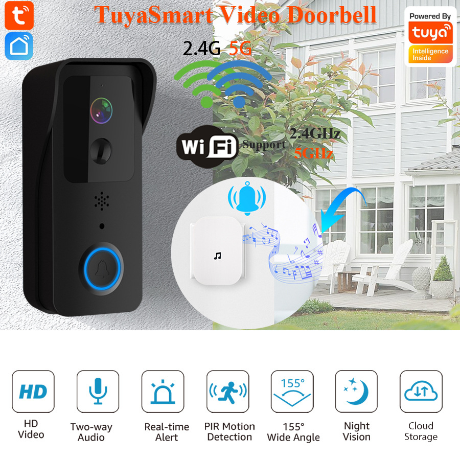 Sonerie Inteligenta Video cu Alarma INNOVIX, Night Vision IR, Audio Bidirectional, Rezistenta la Apa, Unitate interioara, WiFi 2.4G/5G, Control prin Aplicatie, Negru [6]