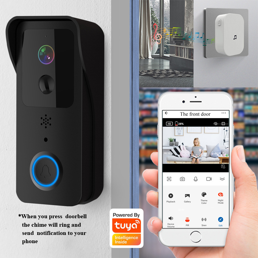 Sonerie Inteligenta Video cu Alarma INNOVIX, Night Vision IR, Audio Bidirectional, Rezistenta la Apa, Unitate interioara, WiFi 2.4G/5G, Control prin Aplicatie, Negru [5]