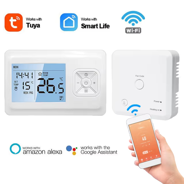 Termostat Wireless INNOVIX, Programabil WiFi prin Aplicatii Tuya sau Smart Life, Compatibil cu Orice Centrala Termica, Control de la Distanta al Temperaturii, Alb [2]