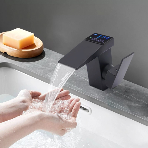 Baterie Chiuveta INNOVIX, Afisaj Digital, Senzor Cascada Fara Contact, Alimentare Hidroelectrica, Negru Mat [3]