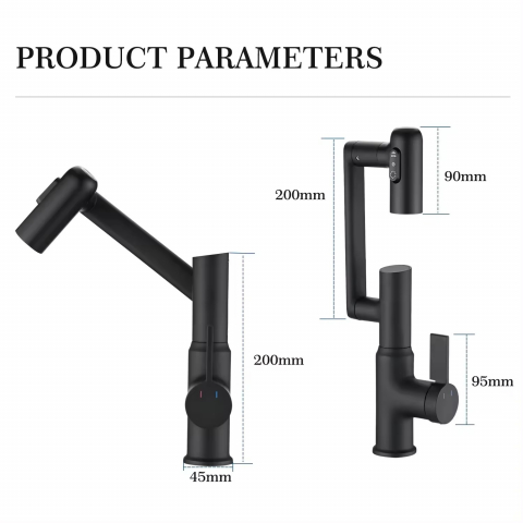 Baterie Lavoar INNOVIX, Brat Pivotant, Top Ceramic, Afisaj Digital al Temperaturii, Negru Mat [6]