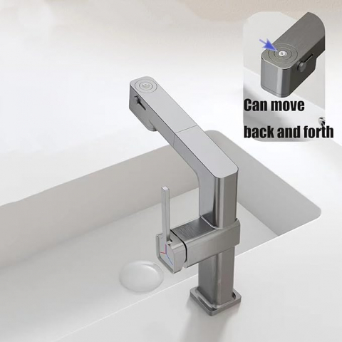 Baterie Lavoar INNOVIX cu Display Digital, Furtun Extensibil 60 cm, Rotire 360°, Top Ceramic, Control Temperatura, Gri Mat [4]