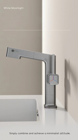 Baterie Lavoar INNOVIX cu Display Digital, Furtun Extensibil 60 cm, Rotire 360°, Top Ceramic, Control Temperatura, Gri Mat [2]