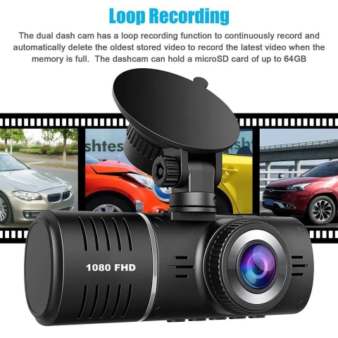 Camera Auto DVR INNOVIX, Rezolutie Full HD 1080p, cu 3 Lentile, Vizualizare 170°, Display IPS 2.45 inch, Inregistrare Loop, Senzor G, Mod Noapte, Suport Card micro SD pana la 64GB, Neagra [4]