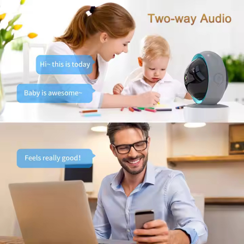 Camera video INNOVIX, de supraveghere bebelusi/copii WiFi, HD, night vision, unghi 355°, senzor de miscare, Gri cu alb [6]