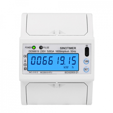 Accesorii Tablouri Electrice - Contor Monofazat INNOVIX DDS6619-015, 4 Poli, Display LCD, Comunicare RS485, 230V 5(80)A, Eficienta Energetica, Alb