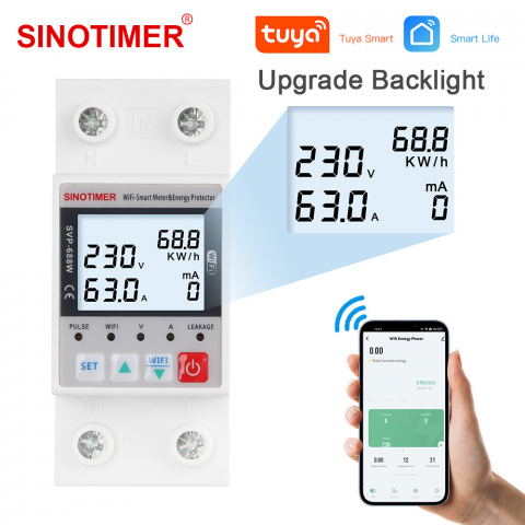 Contor Monofazat WiFi INNOVIX, SVP-688W, Protectie Completa cu Controlul Supra - Subtensiunii, Reglabil intre 1 – 63A, Limitarea Curentului, Reconectare Automata, Alb [4]