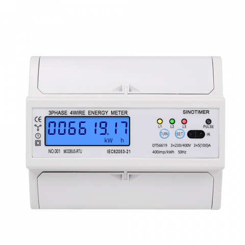 Accesorii Tablouri Electrice - Contor Trifazic cu Montare pe Sina INNOVIX- DTS 6619-017, Monitorizare Factor de Putere si Afisaj Tensiune-Curent, Ecran Digital Led, Masurarea si Analiza Instrumentelor, Alb