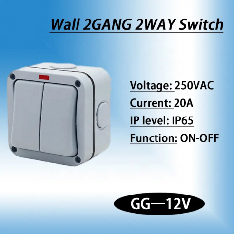 Intrerupator dublu exterior INNOVIX, Model Standard European, IP65, rezistent la ploaie si praf, gri [8]