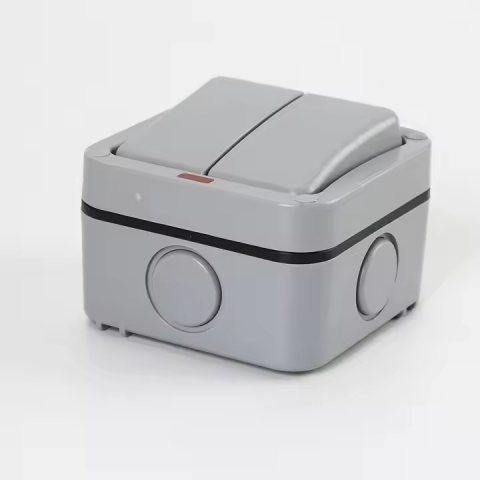 Intrerupator dublu exterior INNOVIX, Model Standard European, IP65, rezistent la ploaie si praf, gri [3]