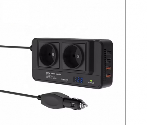 Invertor Auto Portabil INNOVIX 200W, DC12V La AC220V, Afisaj LCD, 2 Prize AC EU, 4 Porturi USB-C Fast, Negru [5]