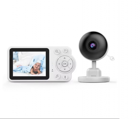 Jucarii, Copii & Bebe - Monitor Bebelusi INNOVIX, Wireless Audio si Video, Ecran LCD HD 2.8”, Senzor Sunet, Mod Nocturn Infrarosu, Monitorizare Temperatura, Alb