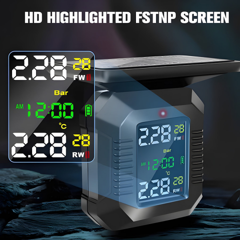 Monitor de Presiune Roti Motocicleta INNOVIX, Model M10, Senzor TPMS, Compatibilitate Universala, Incarcare Solara, Negru [6]