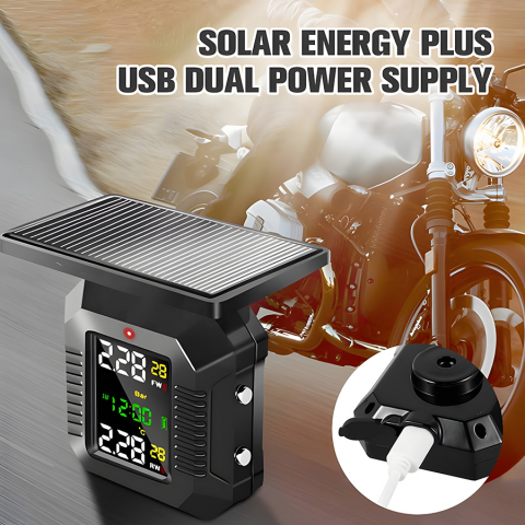 Monitor de Presiune Roti Motocicleta INNOVIX, Model M10, Senzor TPMS, Compatibilitate Universala, Incarcare Solara, Negru [5]