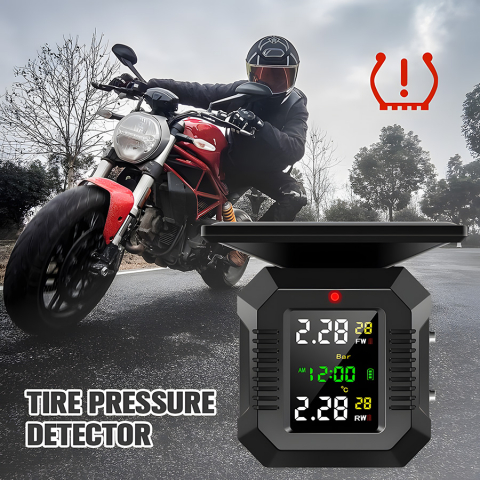 Monitor de Presiune Roti Motocicleta INNOVIX, Model M10, Senzor TPMS, Compatibilitate Universala, Incarcare Solara, Negru [2]