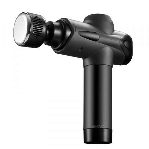 Ingrijire personala & Cosmetice - Pistol de Masaj INNOVIX cu 7 Capete, 99 de Viteze, Ecran LCD Touch, Baterie Reincarcabila, autonomie 2-3h, Fara Fir, Silentios, Geanta Transport, Negru
