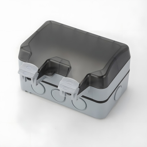 Priza dubla exterior INNOVIX, Model Standard European, 250V/16A, IP66, rezistenta la apa si praf, gri cu intrerupatoare individuale [3]