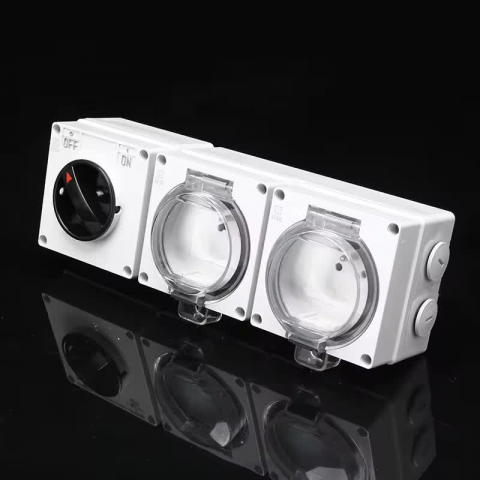 Priza dubla IP66 INNOVIX, cu Intrerupator, Ideala pentru Exterior, Rezistenta la apa si praf, Gri [3]